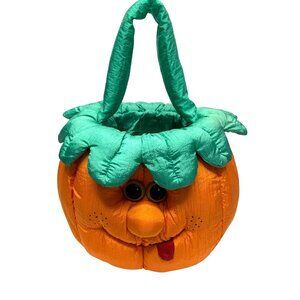 Joelson Industries Holiday Halloween Pumpkin Treat Basket plush with Face Vintag